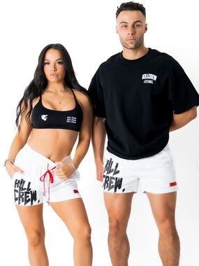 Kill Crew Muay Thai Mid Thigh Mesh Training Shorts White XL